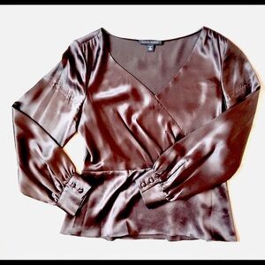 Banana Republic Dark Brown 100% silk blouse